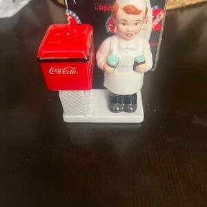 Coca-Cola Red & White Ceramic Server with Mint Green Cups